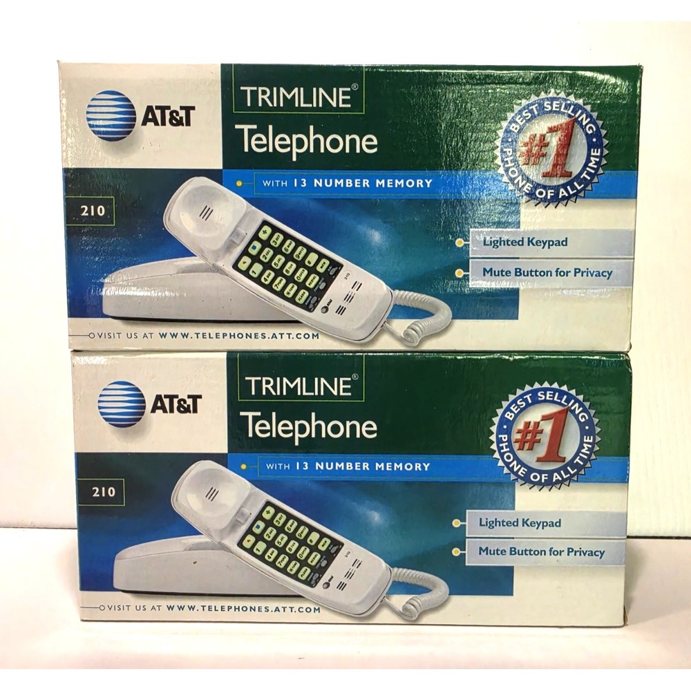 AT&T Trimline Telephone Landline Phone Model 210 White (2) New in Box